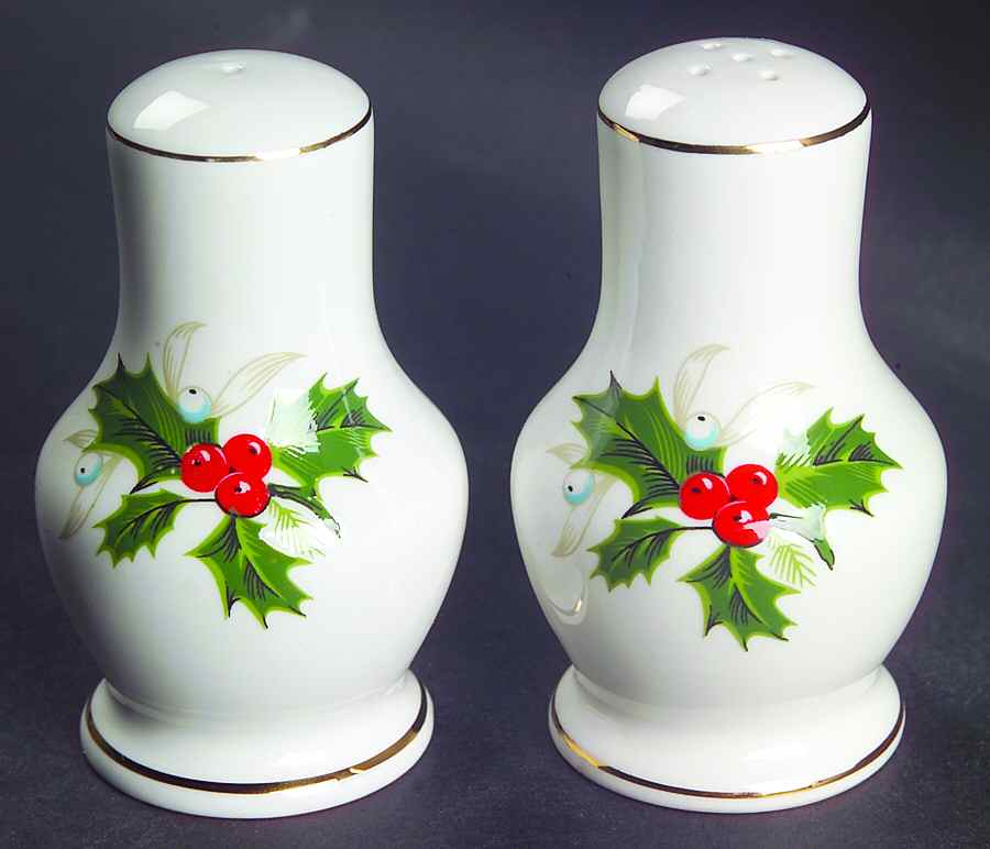 Noel (Holly Backstamp, Smooth) Salt & Pepper Set by Royal Grafton-1