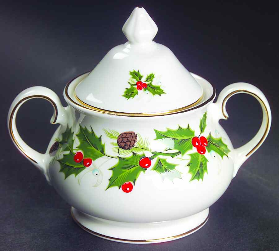 Noel (Holly Backstamp, Smooth) Sugar Bowl & Lid by Royal Grafton-1