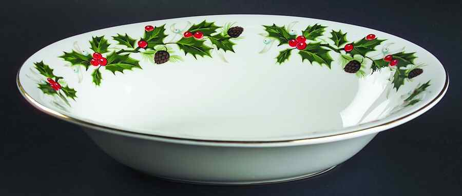 Noel (Holly Backstamp, Smooth) 10" Oval Vegetable Bowl by Royal Grafton-1