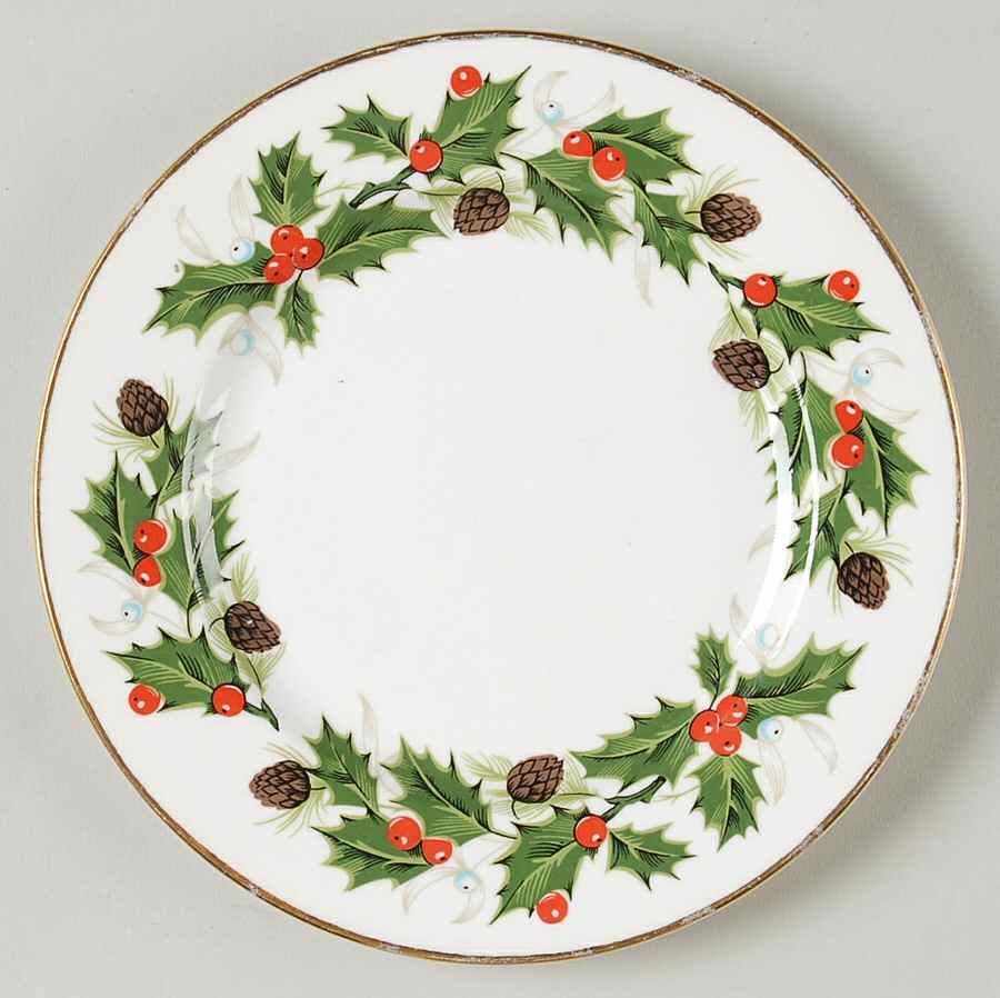 Noel (Holly Backstamp, Smooth) Bread & Butter Plate by Royal Grafton-1