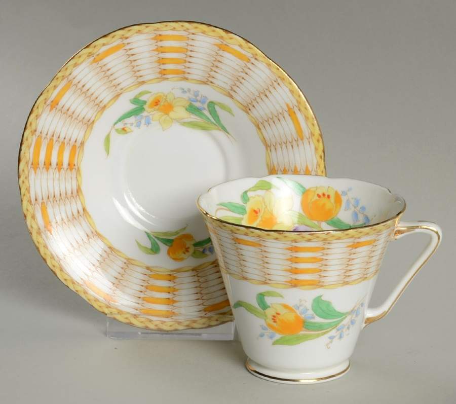 Raffia Footed Cup & Saucer Set by Royal Grafton-1