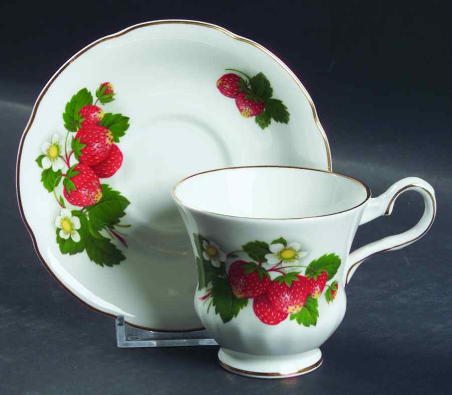 Strawberry Footed Cup & Saucer Set by Royal Grafton-1