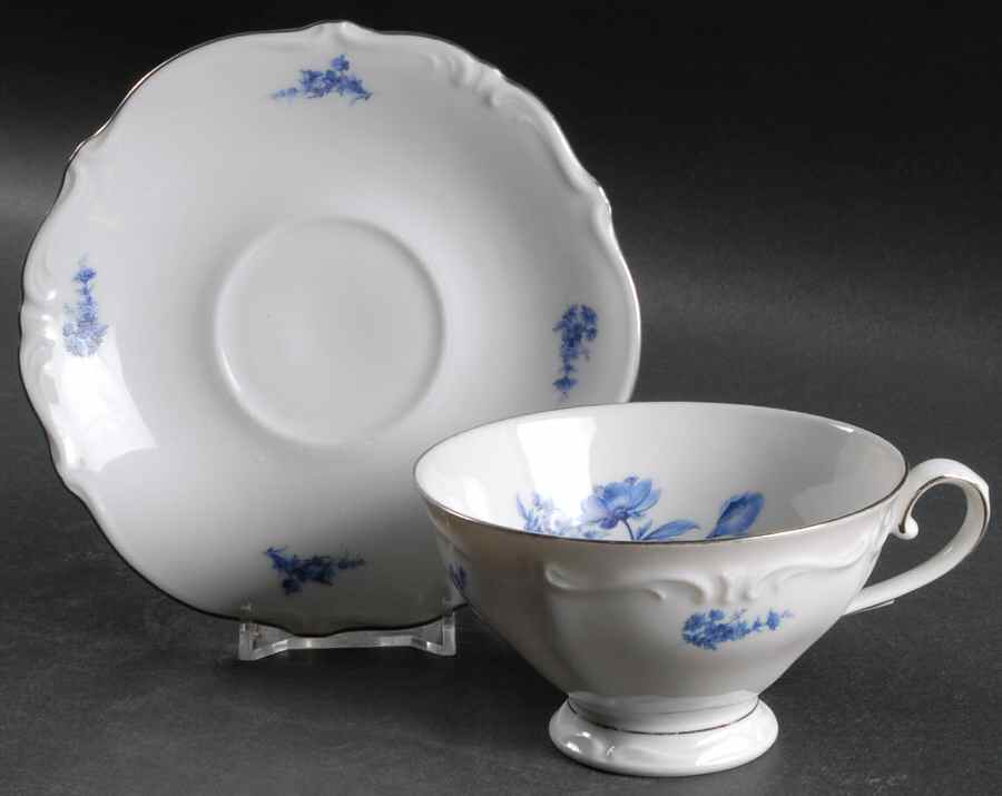 Blue Roses Footed Cup & Saucer Set by Royal Hanover-1