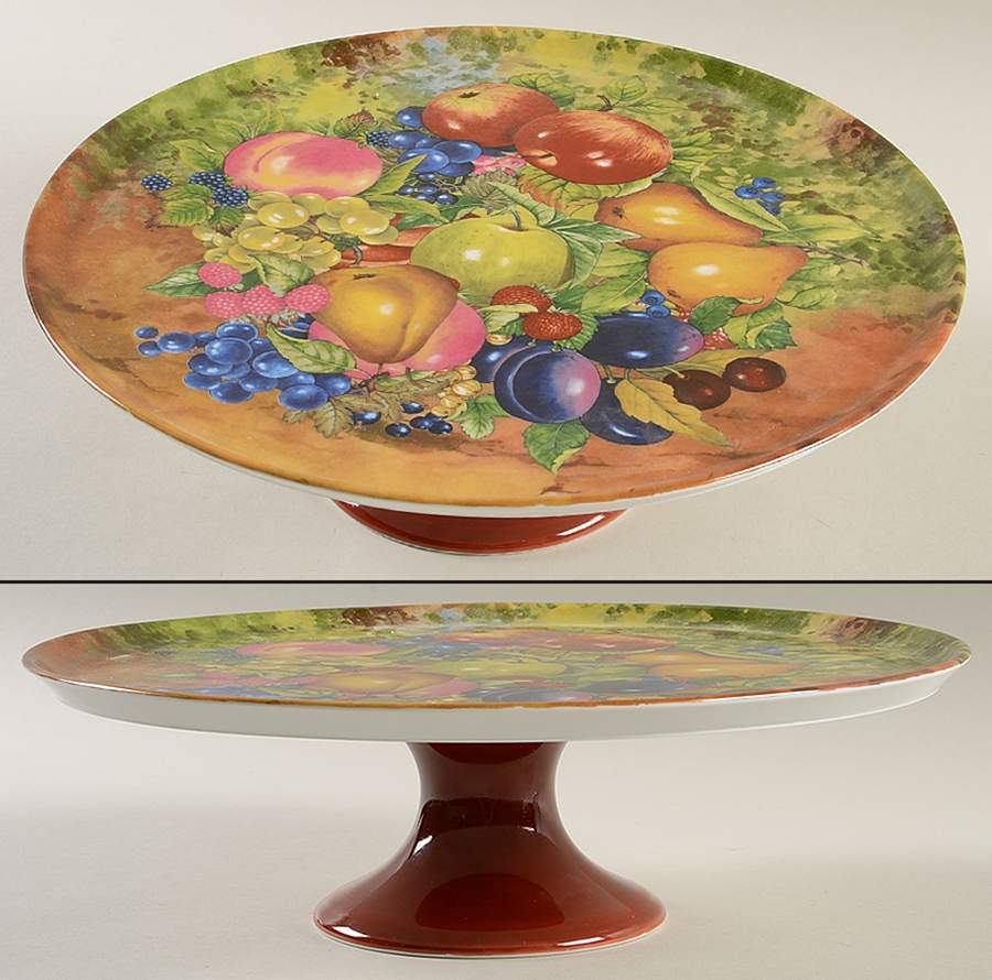 Still Life (Scalloped Edge) 12" Diameter Pedestal Cake Stand by Rochard-1