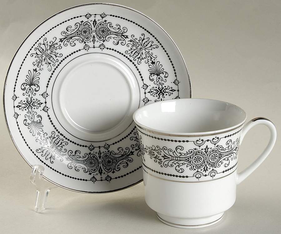Chateau Black Flat Cup & Saucer Set by Royal Hostess-1