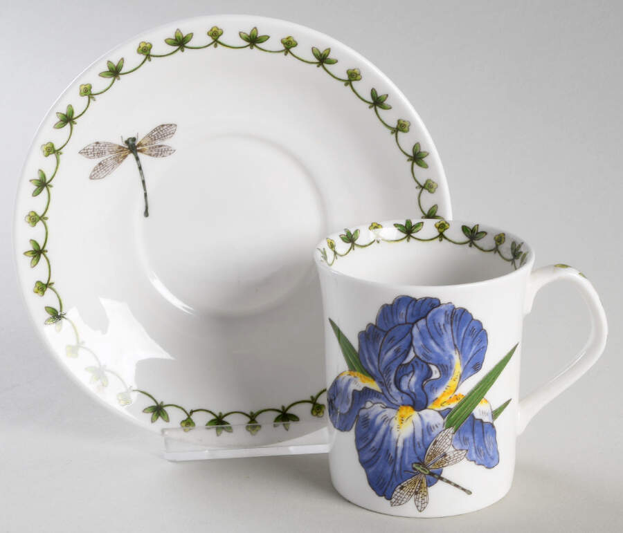 Blue Iris Flat Cup & Saucer Set by Rosina-Queens-1