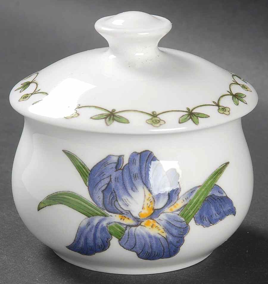 Blue Iris Mini Sugar Bowl & Lid by Rosina-Queens-1