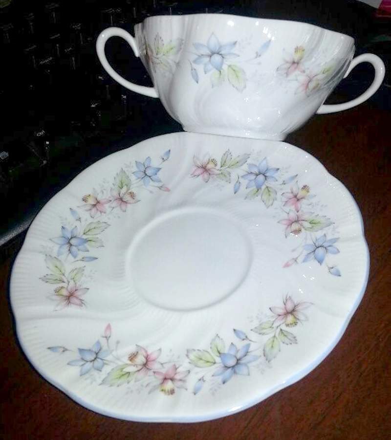 Claire Flat Cream Soup Bowl & Saucer Set by Rosina-Queens-1