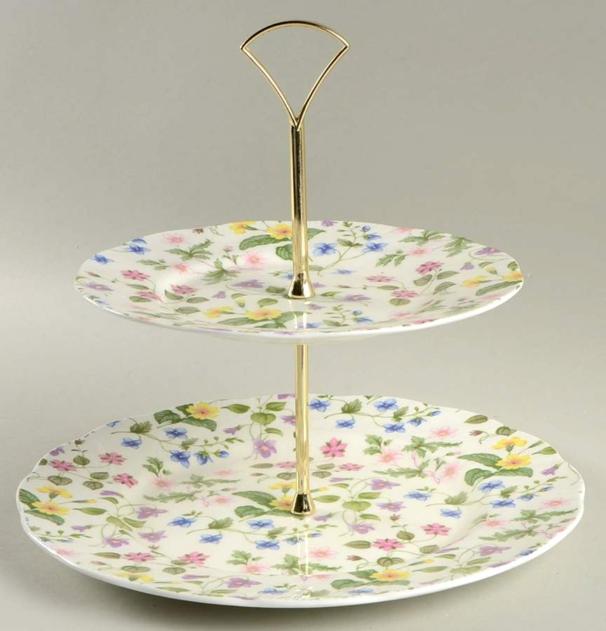 Country Meadow 2 Tiered Serving Tray (Dinner & Salad Plate) by Rosina-Queens-1