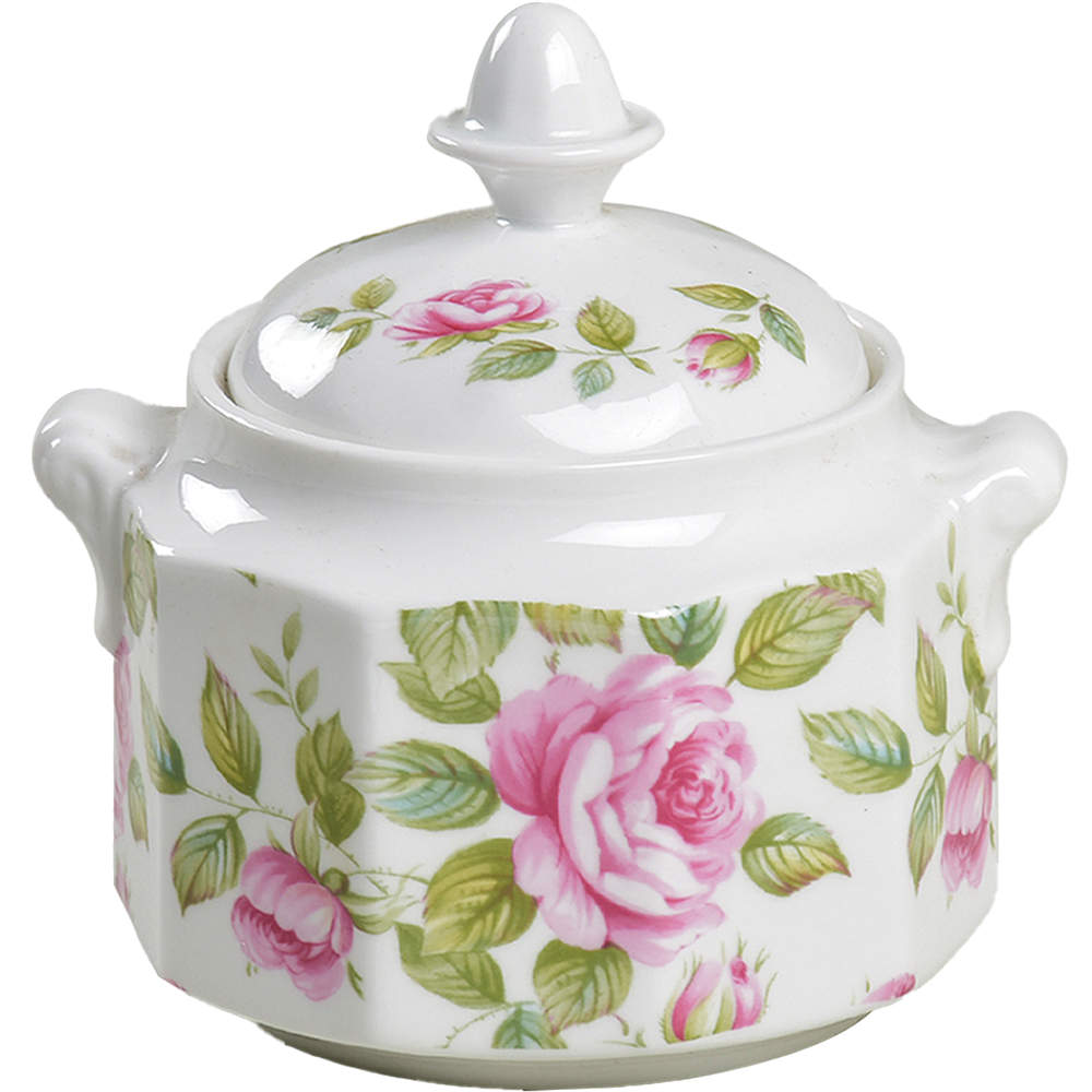 Cottage Rose Sugar Bowl & Lid by Rosina-Queens-1