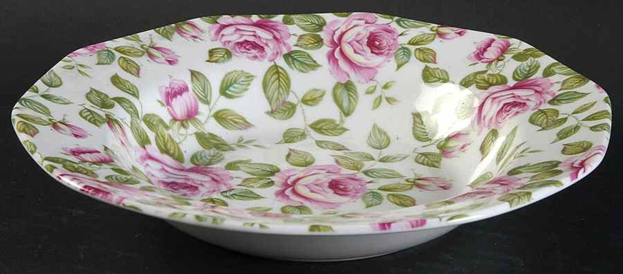 Cottage Rose Rim Soup Bowl by Rosina-Queens-1
