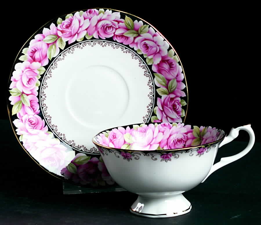 Elizabeth Rose Footed Cup & Saucer Set by Rosina-Queens-1