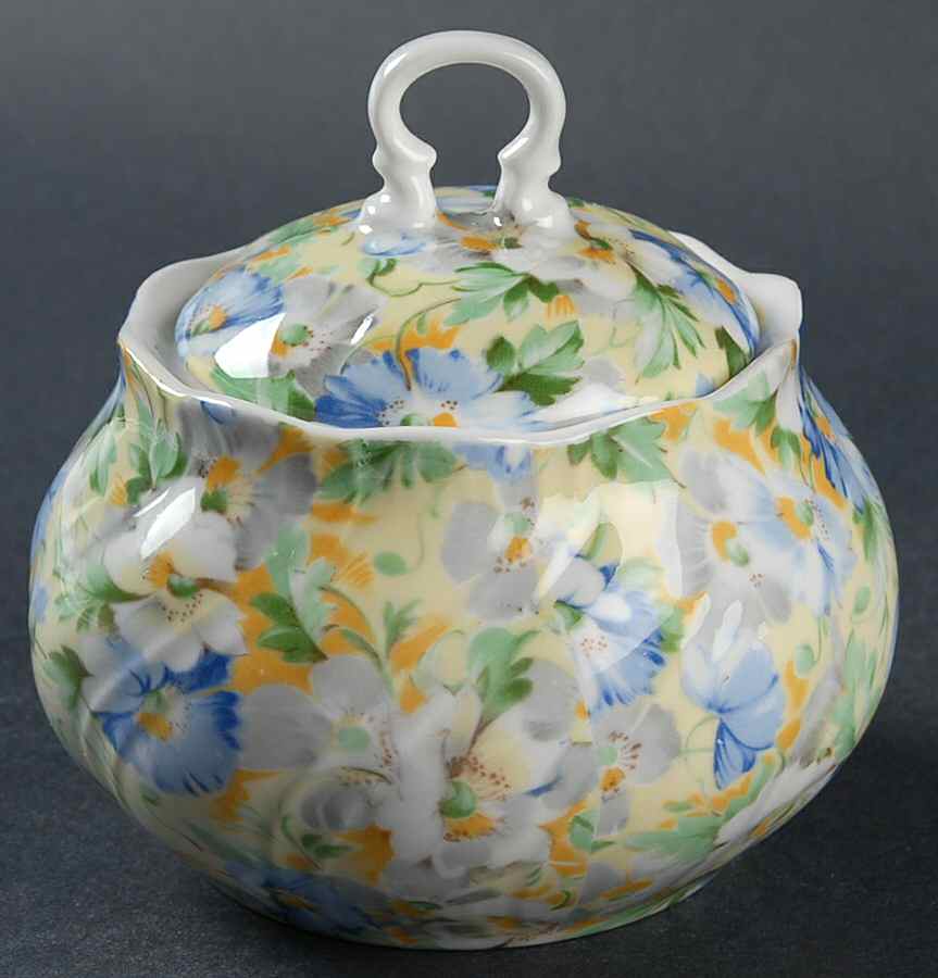 English Chintz Sugar Bowl & Lid by Rosina-Queens-1