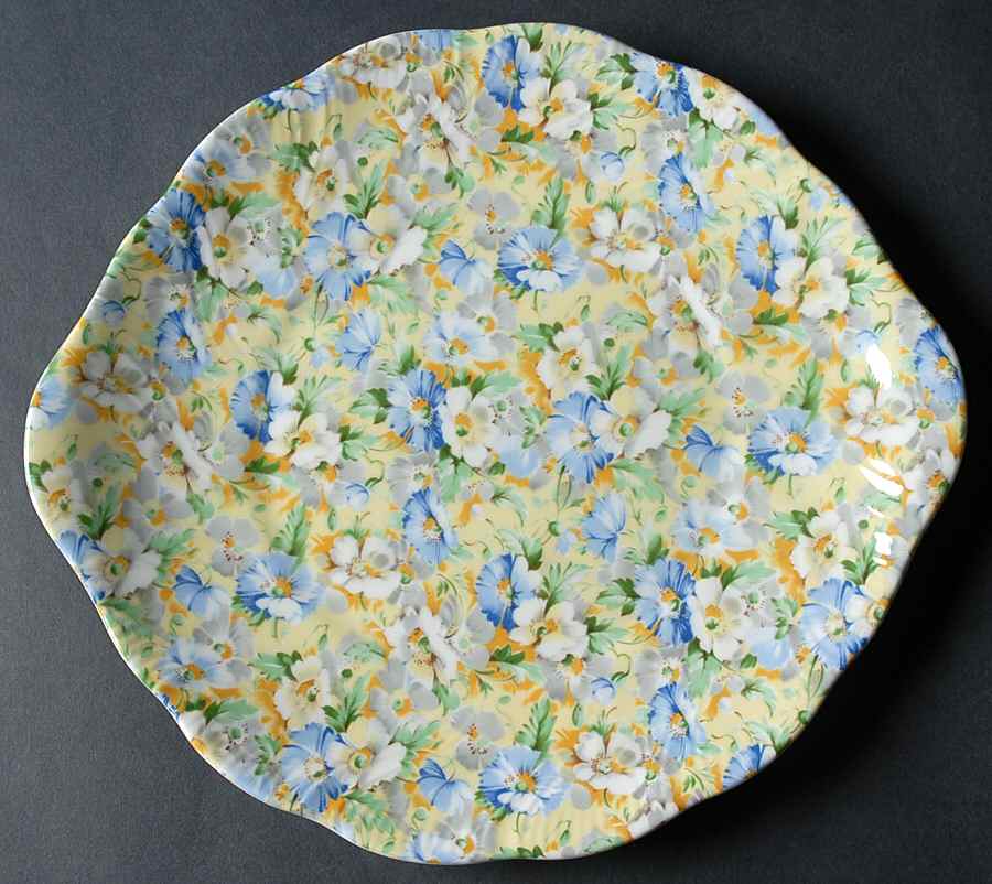 English Chintz Handled Cake Plate by Rosina-Queens-1