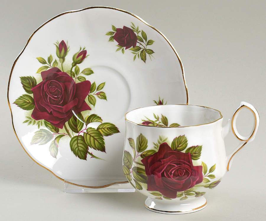 English Roses Footed Cup & Saucer Set by Rosina-Queens-1
