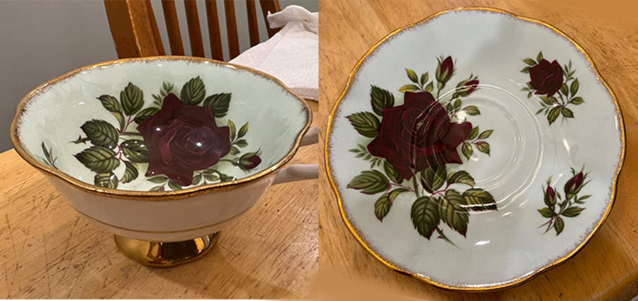 English Roses Footed Cup & Saucer Set by Rosina-Queens-1