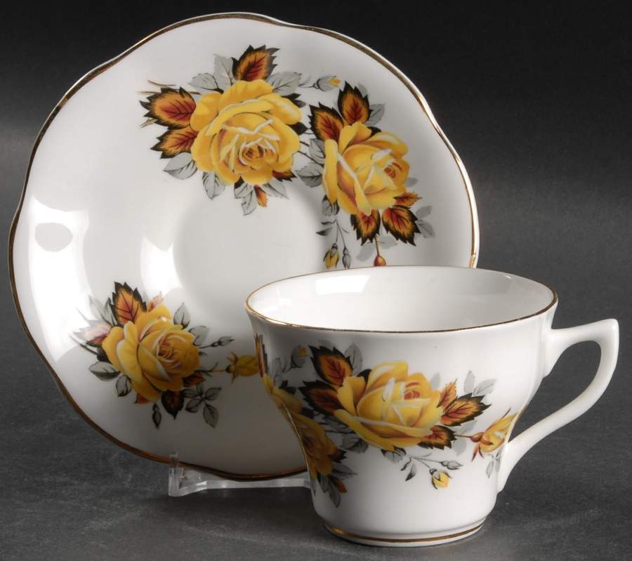 English Roses Footed Cup & Saucer Set by Rosina-Queens-1