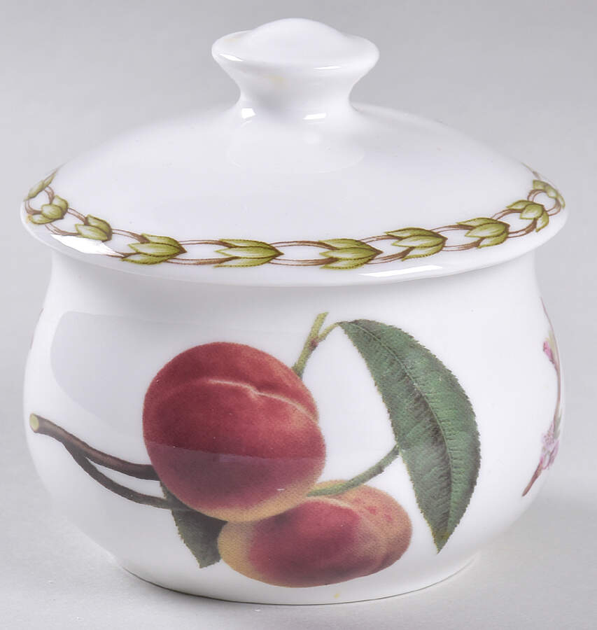 Hooker's Fruit (Bone, Made In England) Mini Sugar Bowl & Lid by Rosina-Queens-1