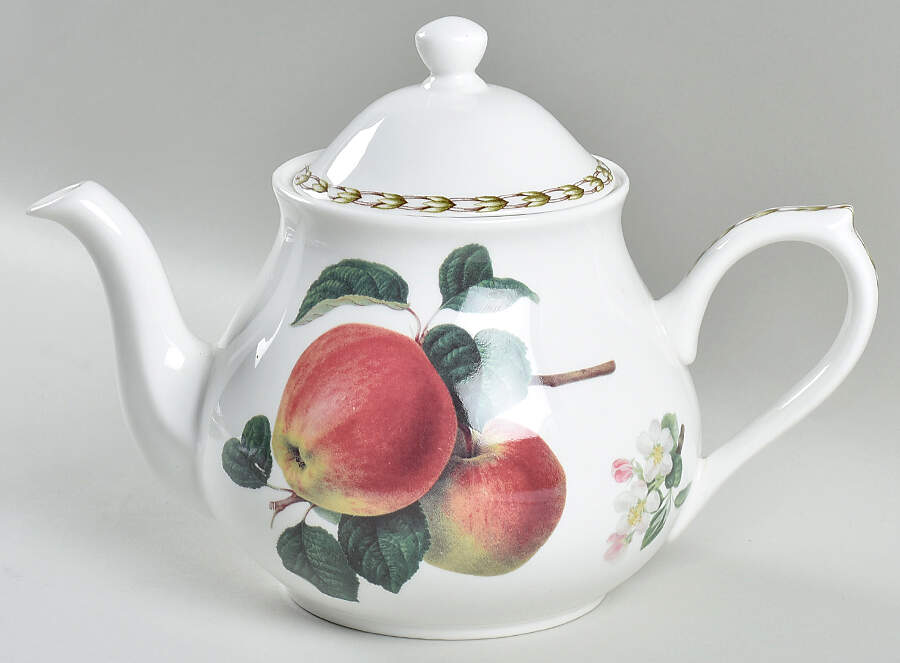 Hooker's Fruit (Bone, Made In England) Teapot & Lid by Rosina-Queens-1