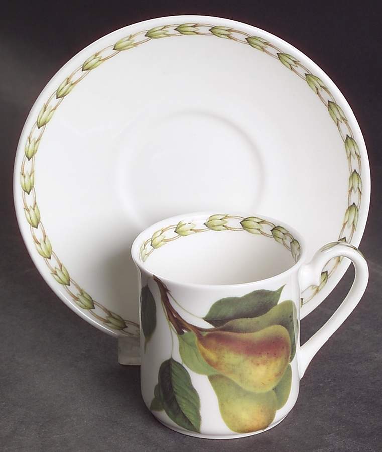 Hooker's Fruit (Bone, Made In England) Mocha Cup & Saucer Set by Rosina-Queens-1