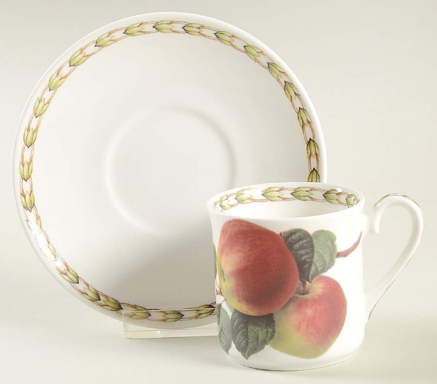 Hooker's Fruit (Bone, Made In England) Mocha Cup & Saucer Set by Rosina-Queens-1