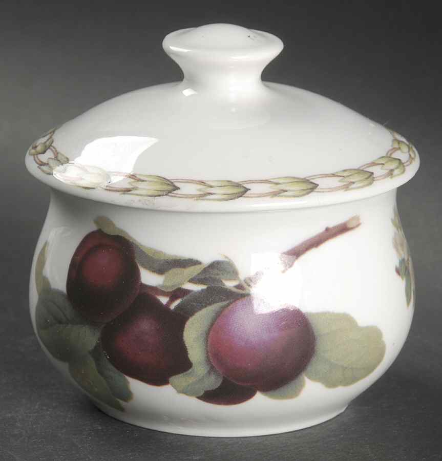 Hooker's Fruit (Bone, Made In England) Mini Sugar Bowl & Lid by Rosina-Queens-1