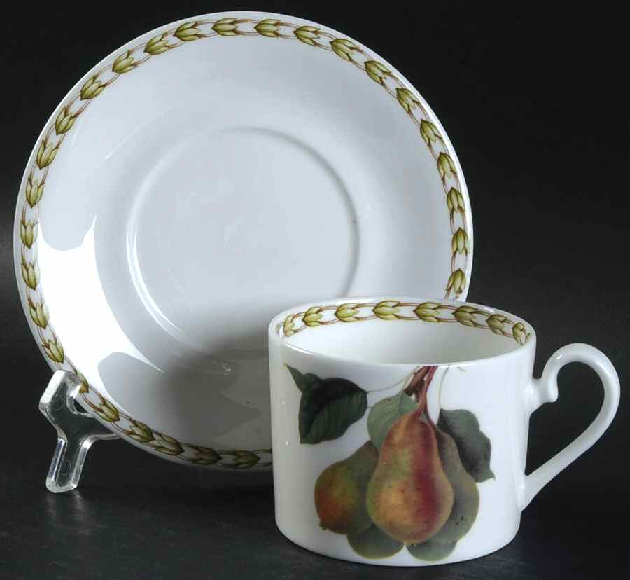 Hooker's Fruit (Bone, Made In England) Flat Cup & Saucer Set by Rosina-Queens-1