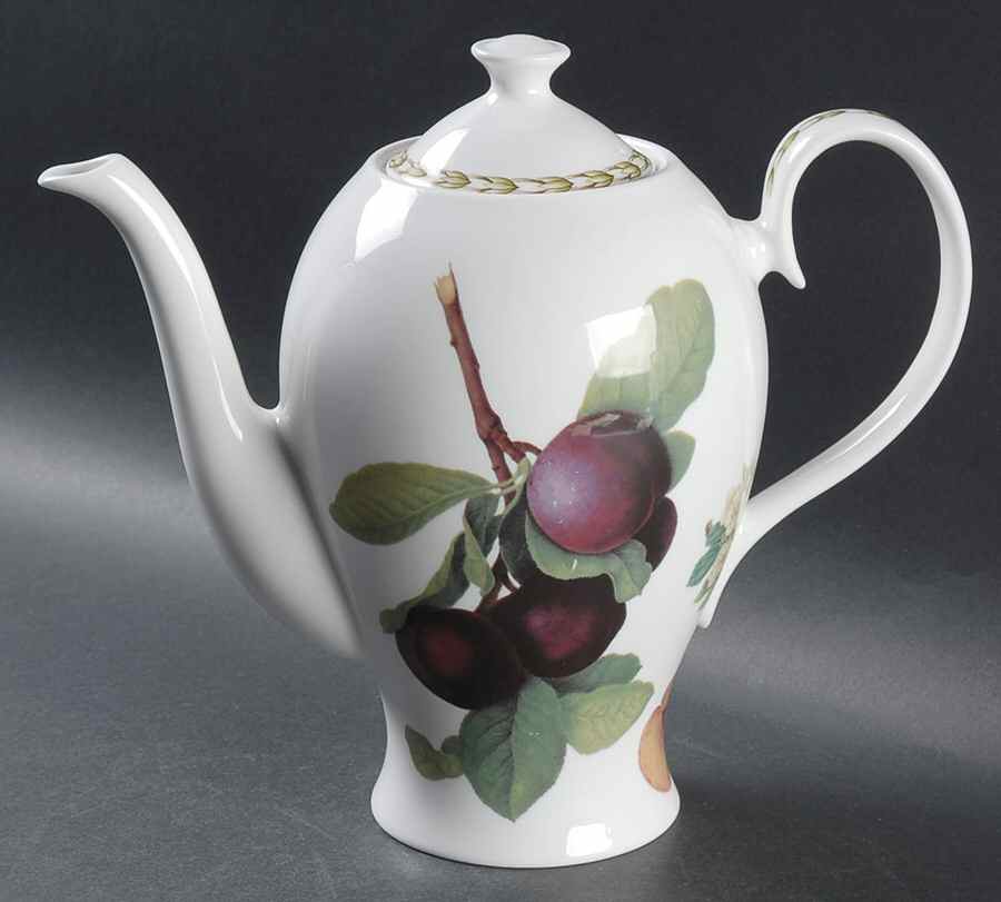 Hooker's Fruit (Bone, Made In England) Coffee Pot & Lid by Rosina-Queens-1