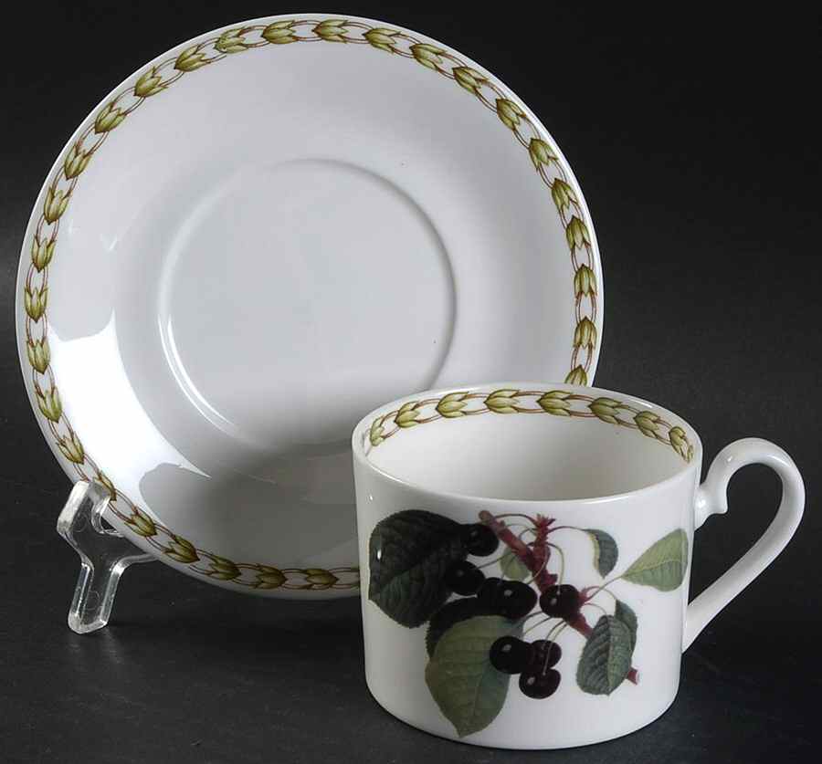 Hooker's Fruit (Bone, Made In England) Flat Cup & Saucer Set by Rosina-Queens-1