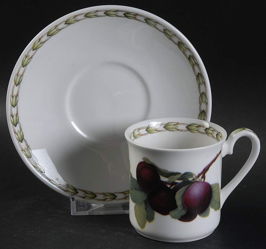 Hooker's Fruit (Bone, Made In England) Mocha Cup & Saucer Set by Rosina-Queens-1