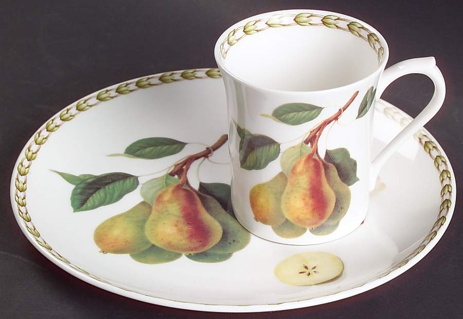 Hooker's Fruit (Bone, Made In England) Snack Plate & Cup Set by Rosina-Queens-1