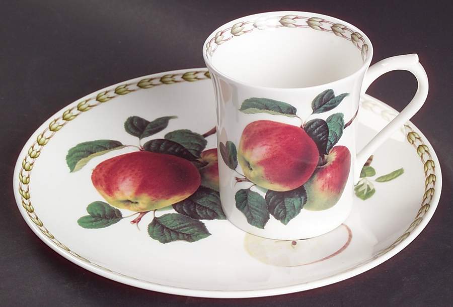Hooker's Fruit (Bone, Made In England) Snack Plate & Cup Set by Rosina-Queens-1