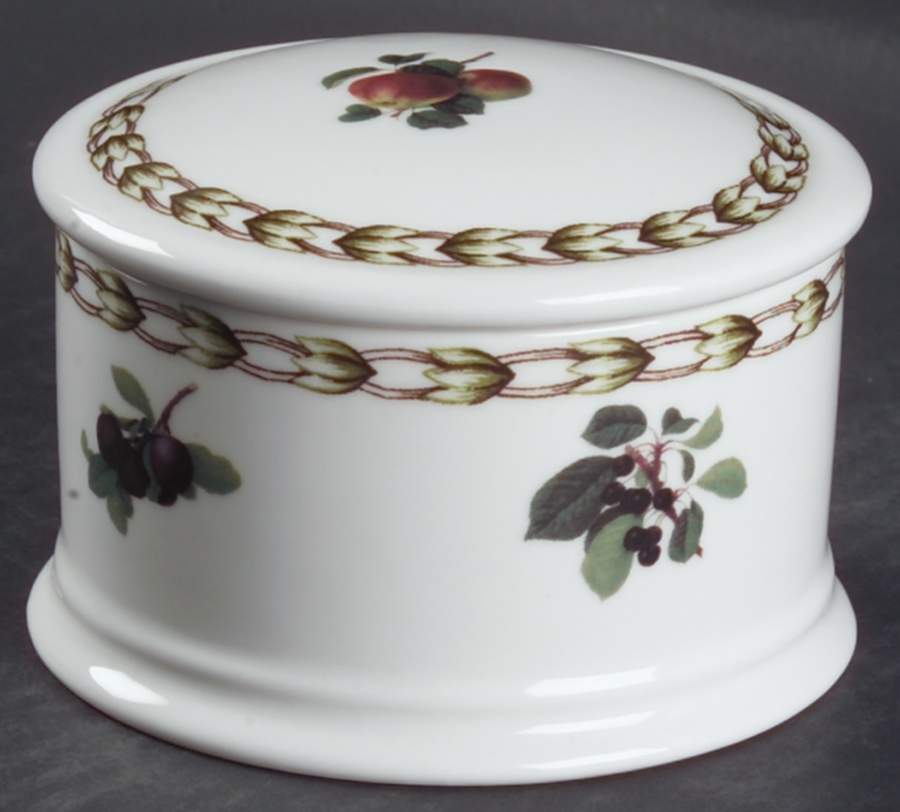 Hooker's Fruit (Bone, Made In England) Round Box & Lid by Rosina-Queens-1