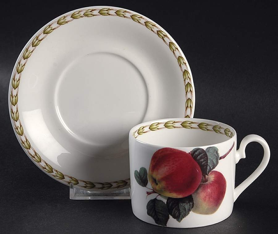 Hooker's Fruit (Bone, Made In England) Flat Cup & Saucer Set by Rosina-Queens-1