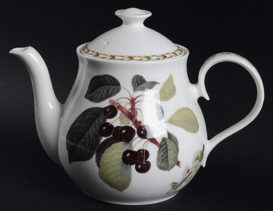 Hooker's Fruit (Bone, Made In England) Teapot & Lid by Rosina-Queens-1