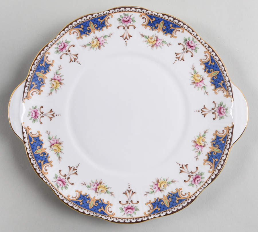 Kenilworth (Blue Panels) Handled Cake Plate by Rosina-Queens-1