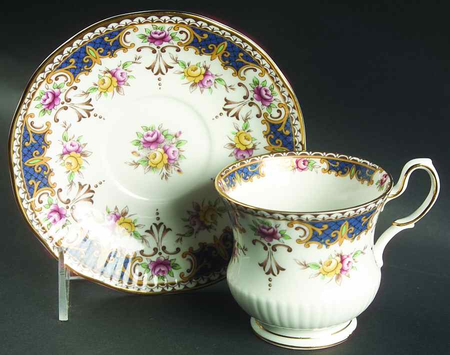 Kenilworth (Blue Panels) Footed Cup & Saucer Set by Rosina-Queens-1