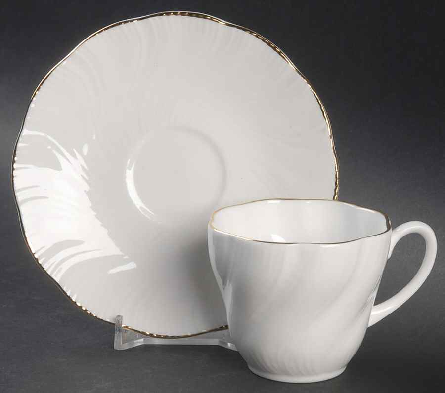 Marie Flat Demitasse Cup & Saucer Set by Rosina-Queens-1