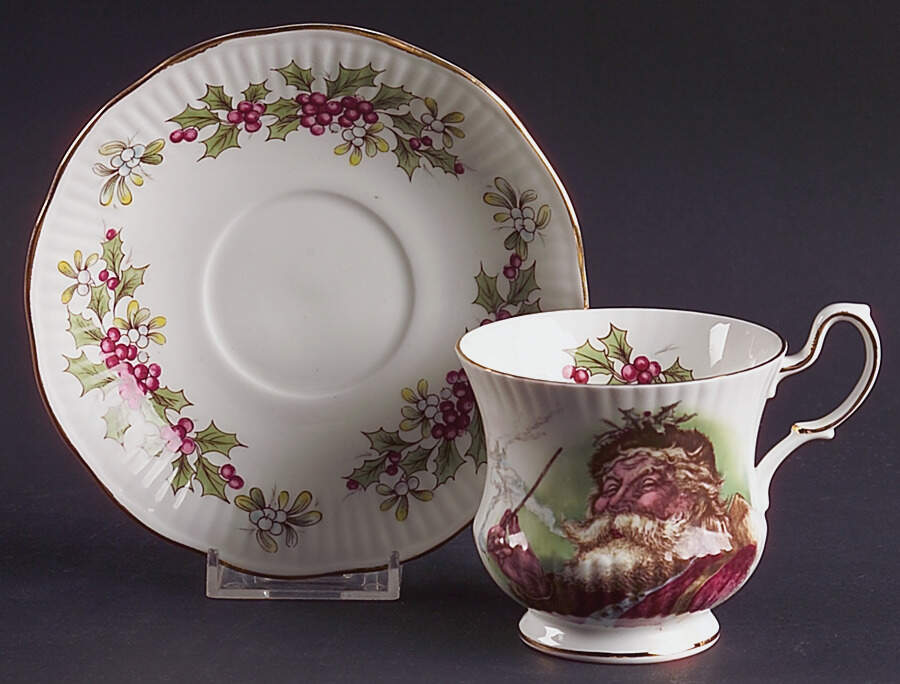 Old St. Nicholas (Scalloped, Ribbed) Footed Cup & Saucer Set by Rosina-Queens-1