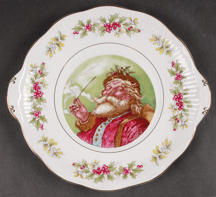 Old St. Nicholas (Scalloped, Ribbed) Handled Cake Plate by Rosina-Queens-1