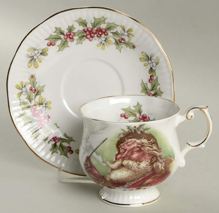 Old St. Nicholas (Scalloped, Ribbed) Footed Cup & Saucer Set by Rosina-Queens-1