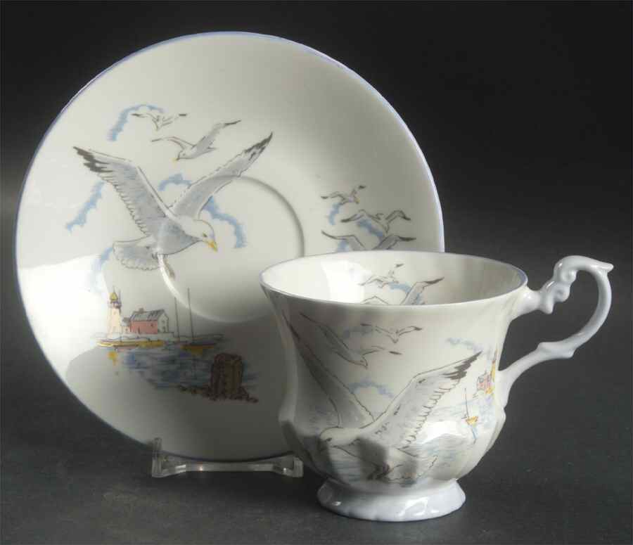Seagull (Smooth) Footed Cup & Saucer Set by Rosina-Queens-1