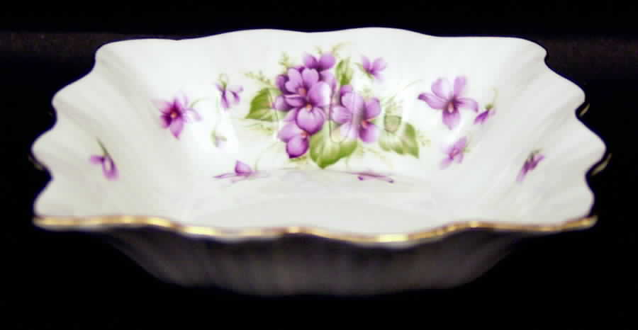 Violets Small Square Sweet Meat Dish by Rosina-Queens-1