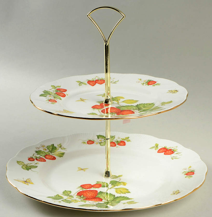 Virginia Strawberry 2 Tiered Serving Tray (Dinner & Salad Plate) by Rosina-Queens-1