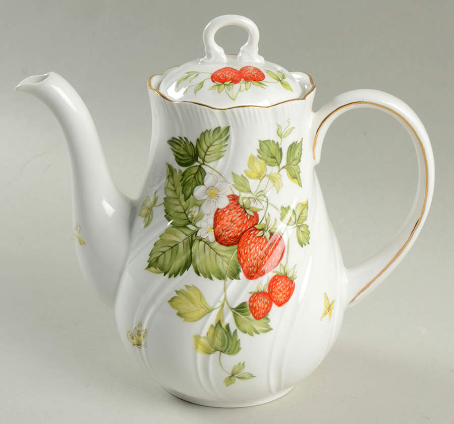 Virginia Strawberry Coffee Pot & Lid by Rosina-Queens-1