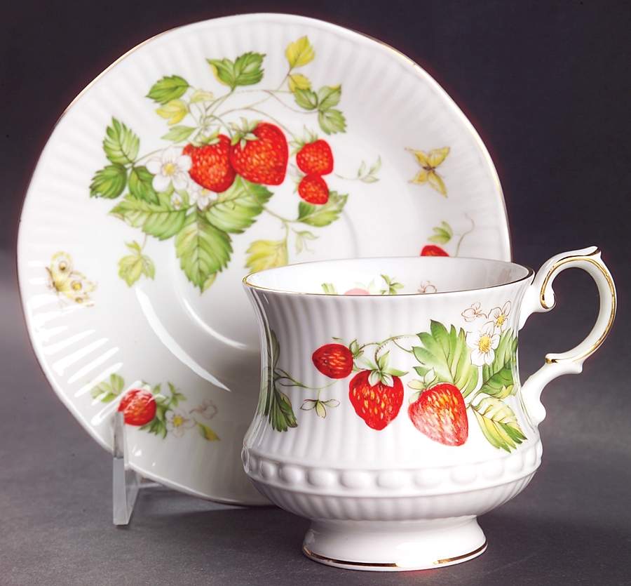 Virginia Strawberry Footed Cup & Saucer Set by Rosina-Queens-1