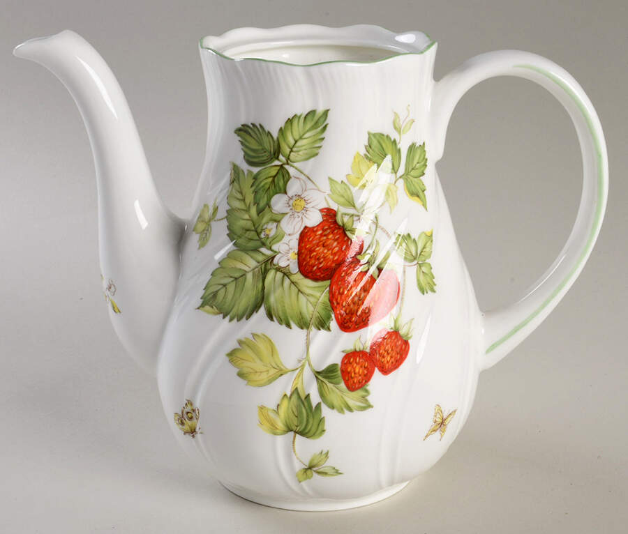 Virginia Strawberry Coffee Pot No Lid by Rosina-Queens-1