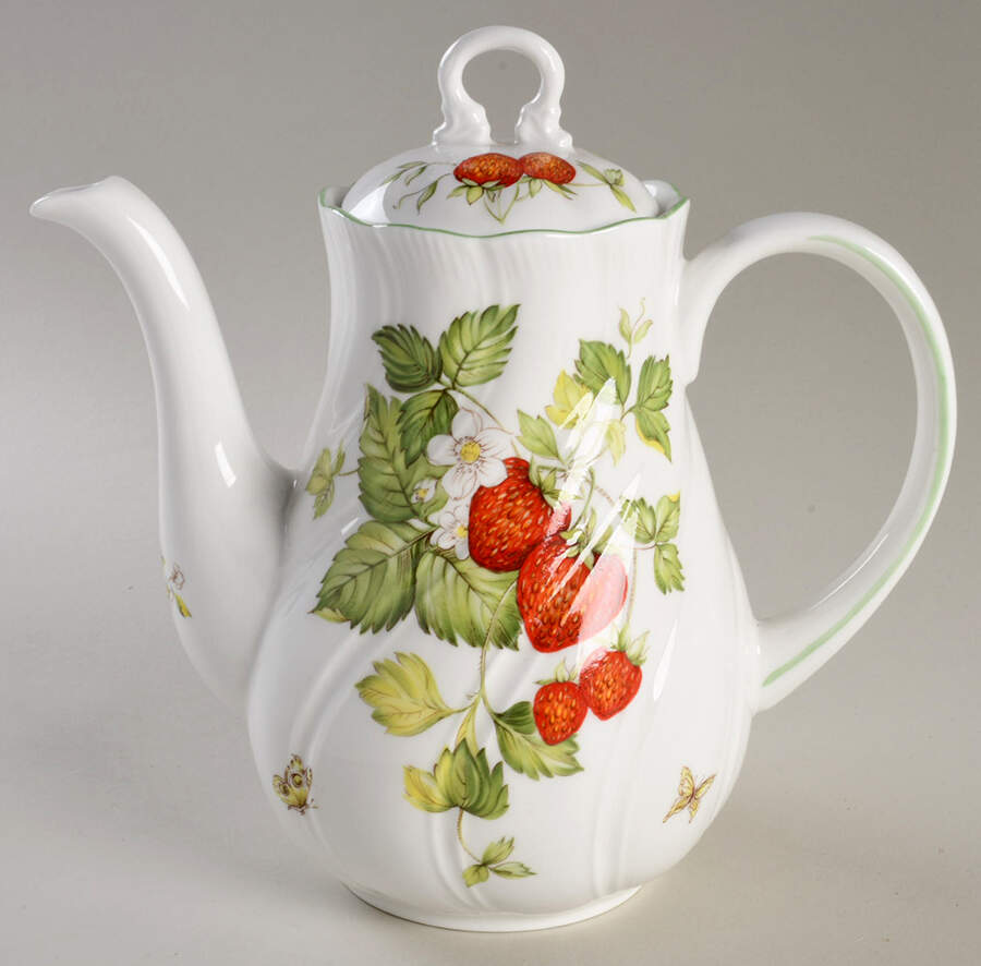 Virginia Strawberry Coffee Pot & Lid by Rosina-Queens-1