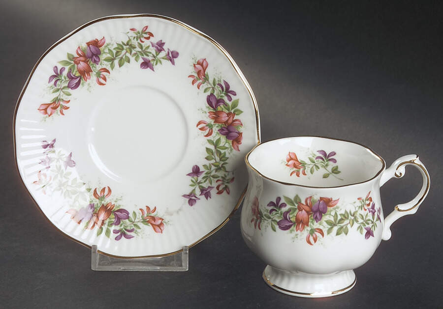 Wild Flowers Footed Demitasse Cup & Saucer Set by Rosina-Queens-1