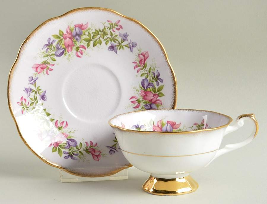 Wild Flowers Footed Cup & Saucer Set by Rosina-Queens-1